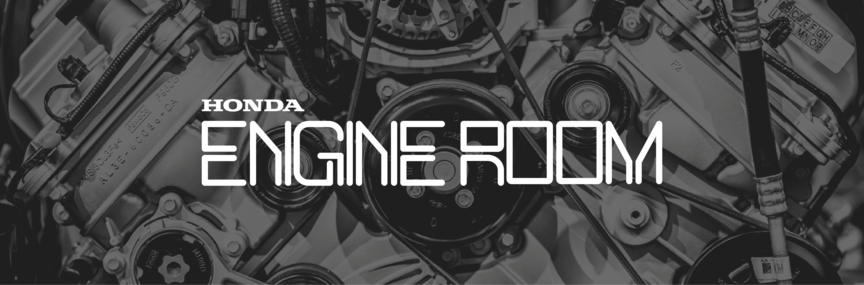Banner promoting section called The Engine Room which contains news and articles from Honda